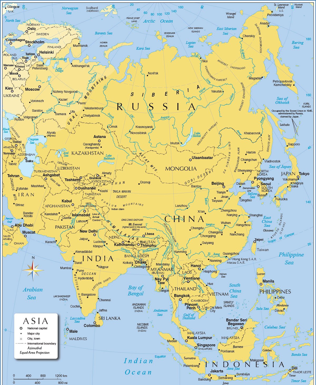 Map of Asia | Political Map of Asia with Borders