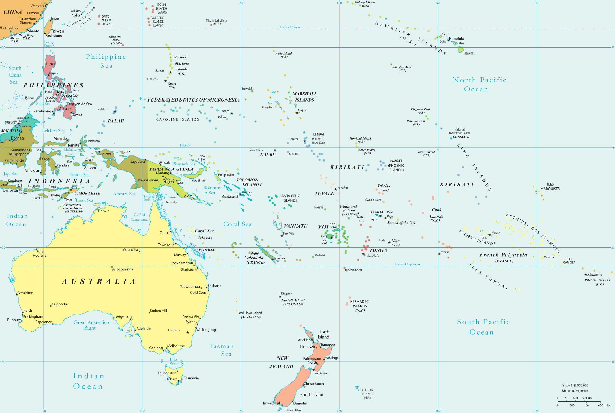 Map of Oceania | Large Political Map of Oceania