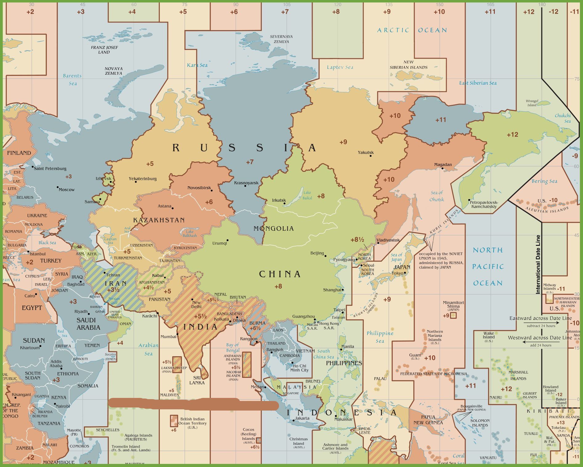 Time Zone Map of Asia | Asia Current Time Zones Map