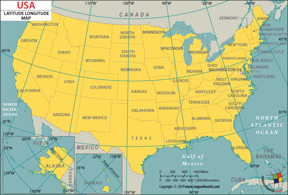 Параллели северной америки на карте