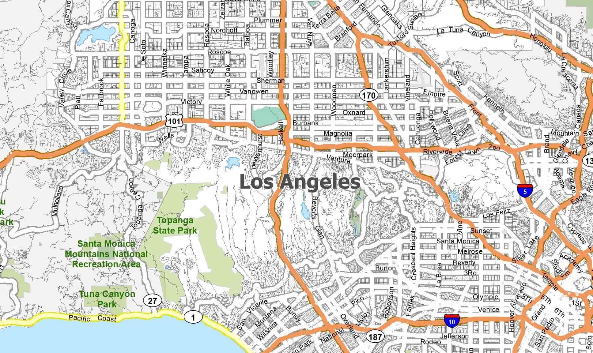 Map of Los Angeles City | Political, Blank & Outline, Geography And Road Map