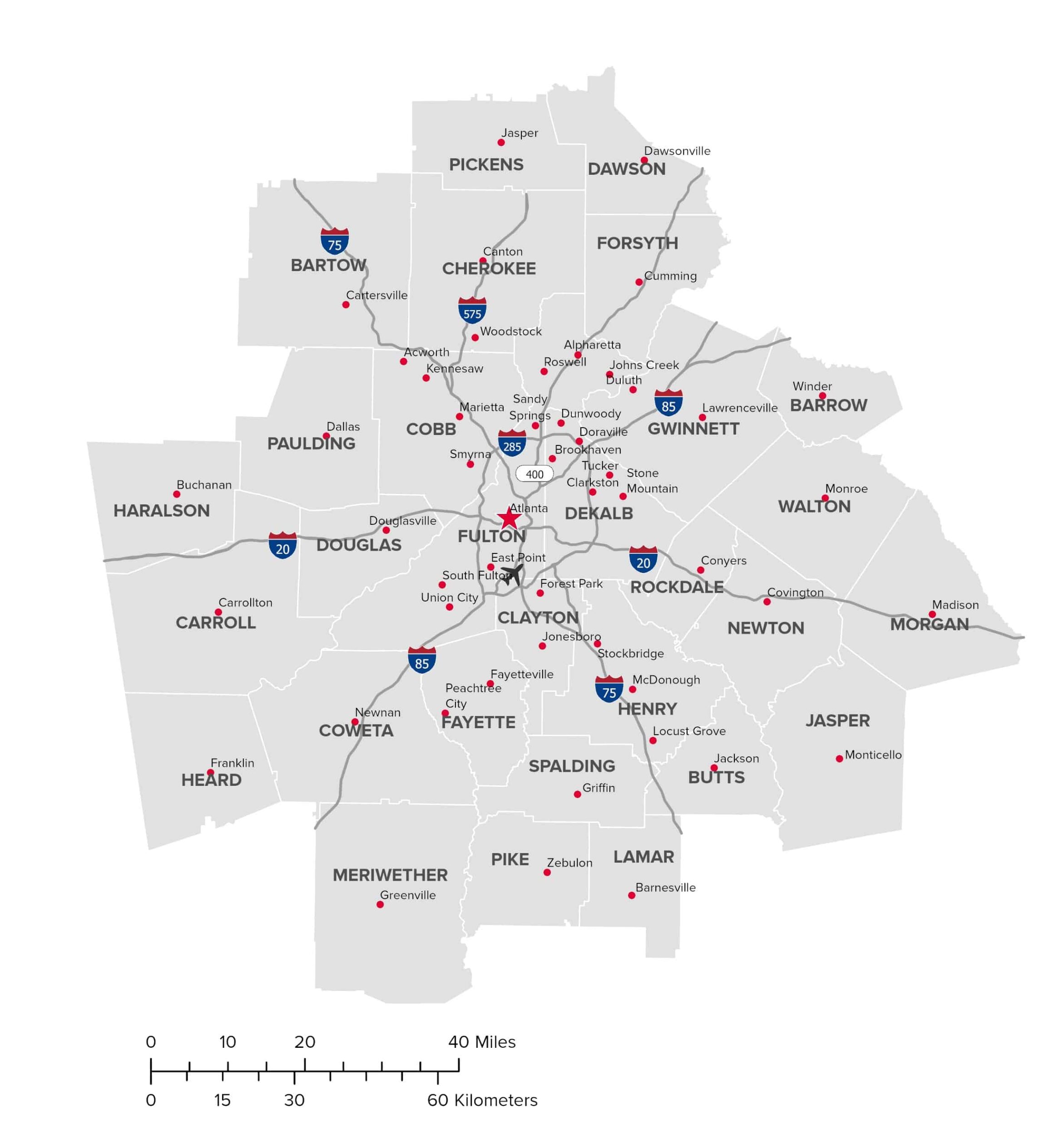 Map of Atlanta City | Political, Blank, Geography And Road Map