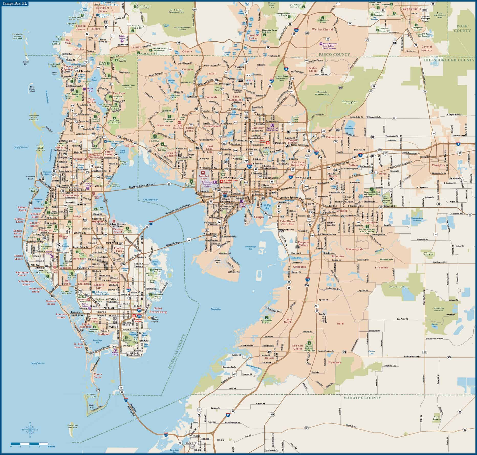 Map of Tampa City | Political, Outline, Geography And Road Map