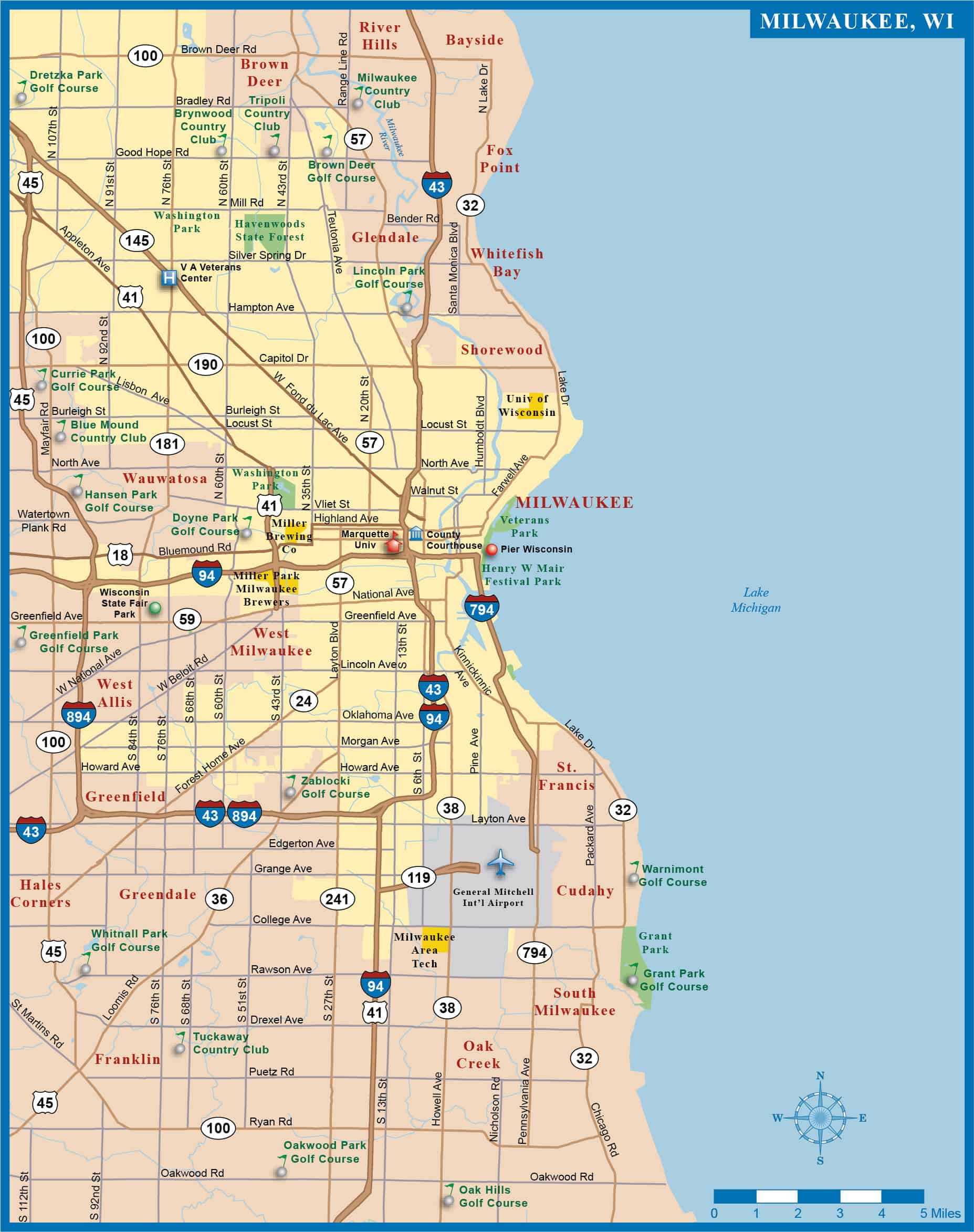 Map of Milwaukee City | Political, Blank, Geography And Road Map
