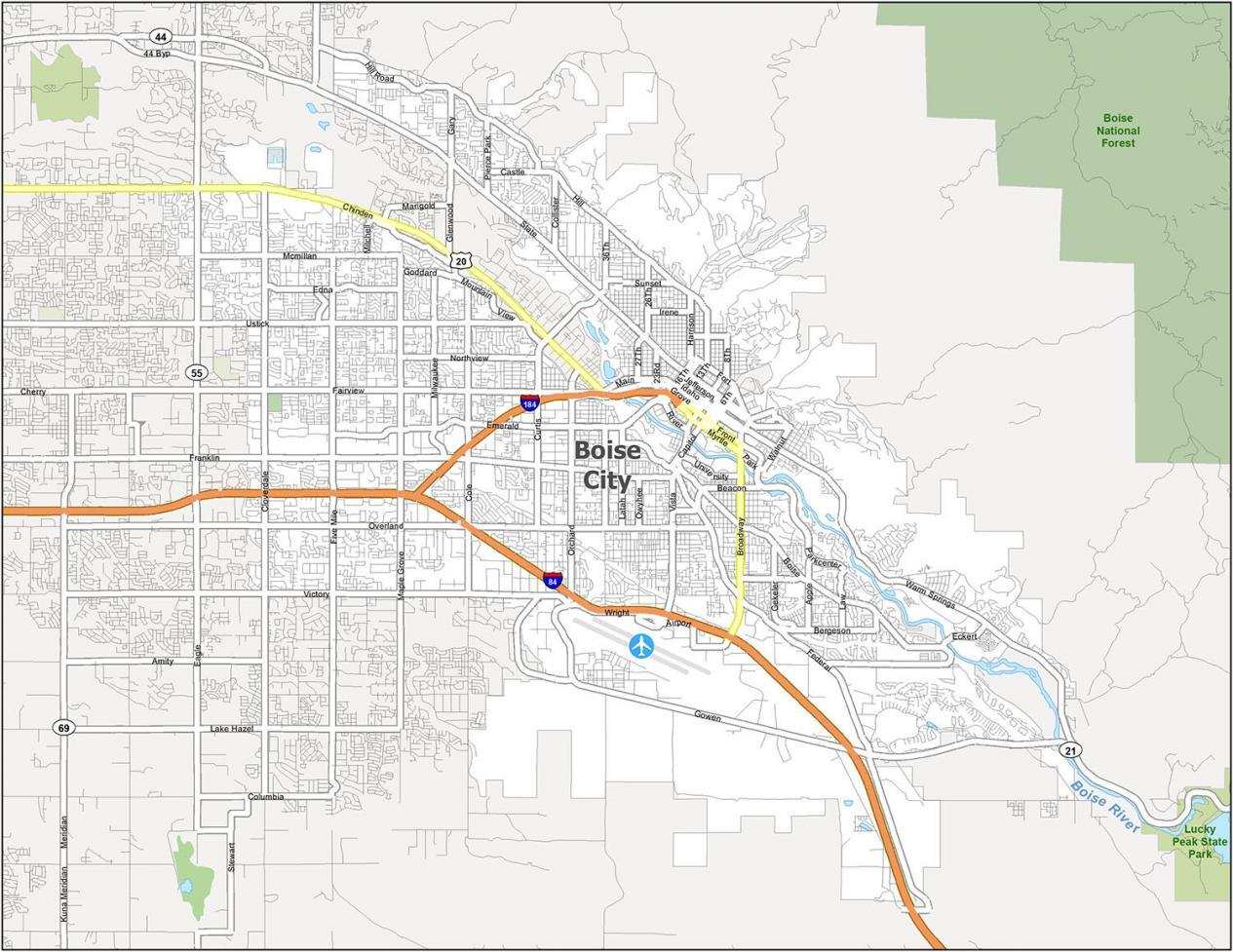 Map of Boise City | Political, Blank, Geography And Road Map