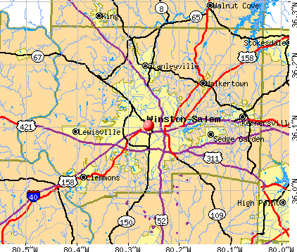 Map of Winston-Salem City | Political, Blank, Geography And Road Map