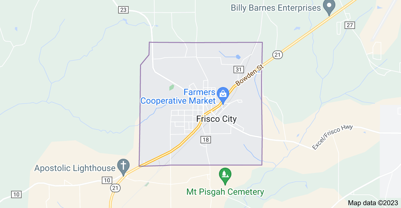 Map of Frisco City | Political, Blank, Geography And Road Map