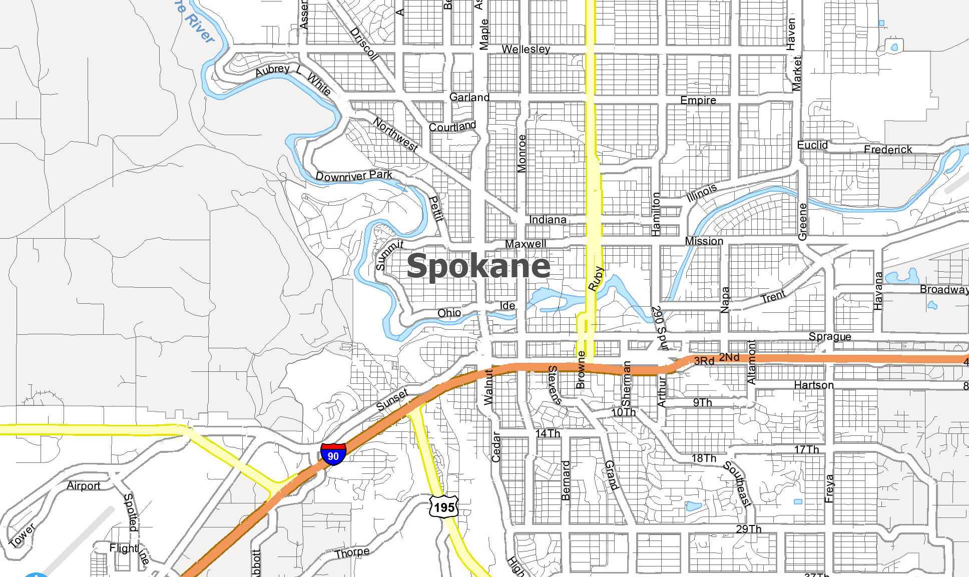 Map of Spokane City | Political, Blank, Geography And Road Map