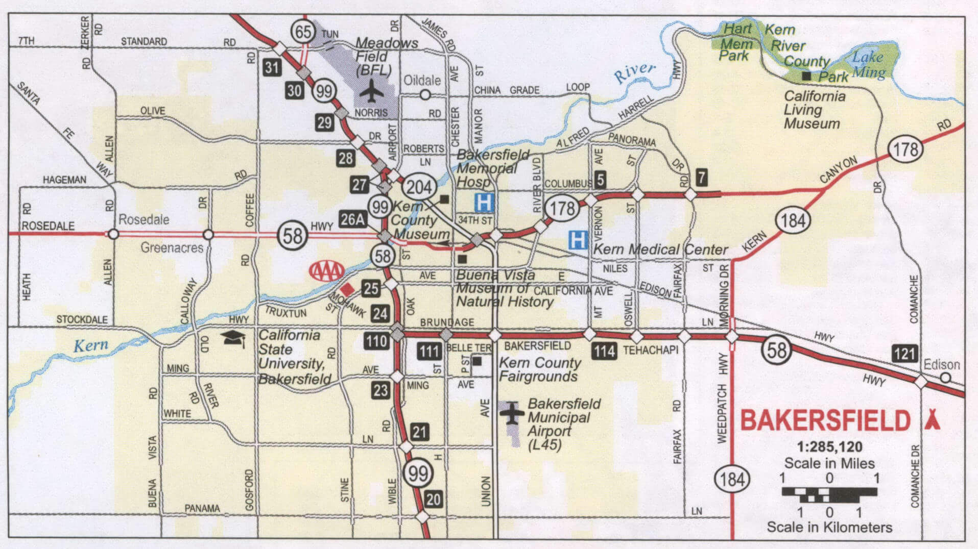 Map of Bakersfield City | Political, Blank, Geography And Road Map