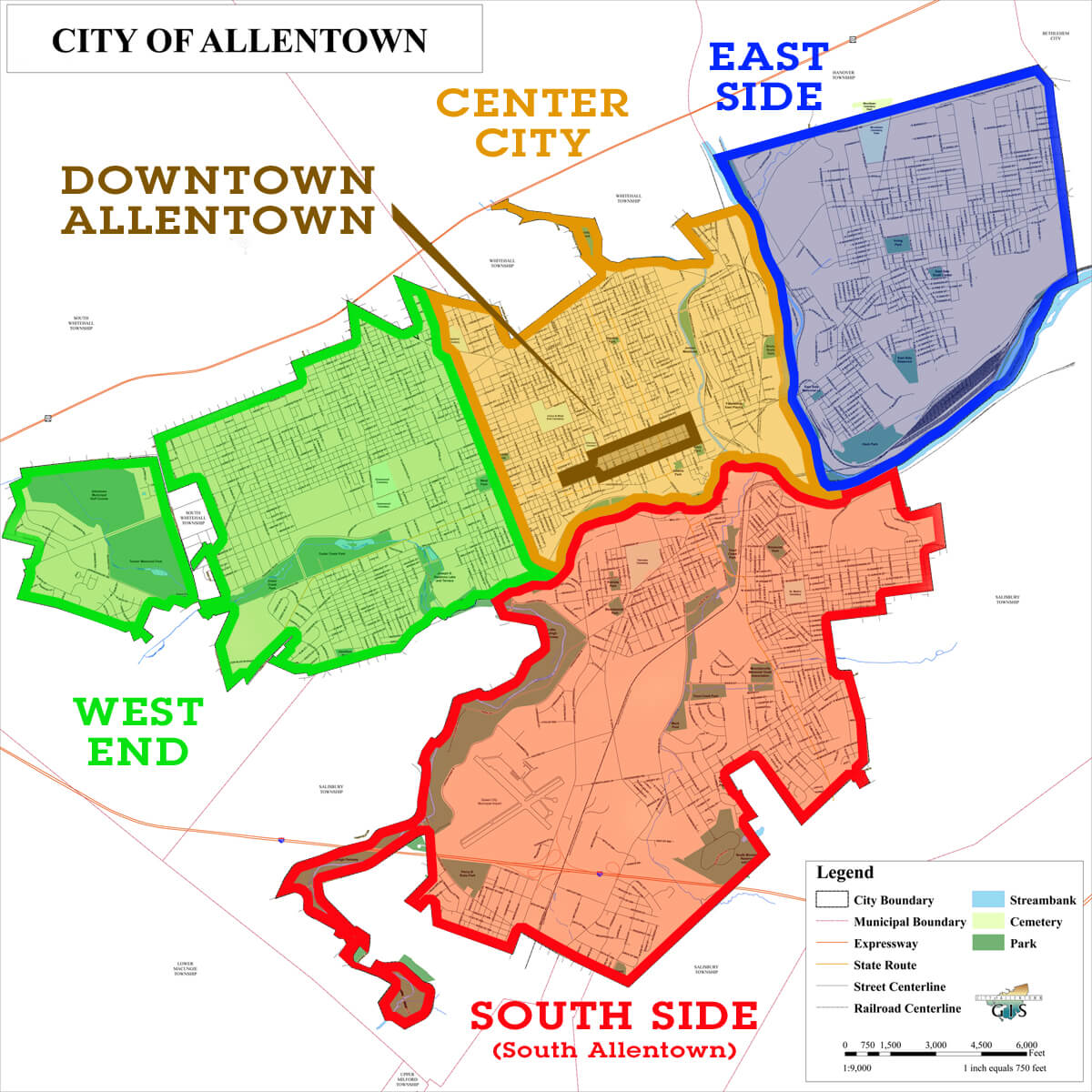 Map of Allentown City | Political, Geography And Road Map