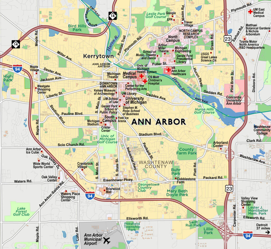 Map of Ann Arbor City | Political, Geography And Road Map